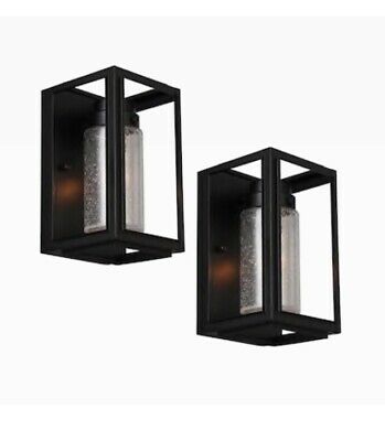 Photo 1 of allen + roth 2-Pack 8.25-in H Black Candelabra Base (E-12) Outdoor Wall Light
