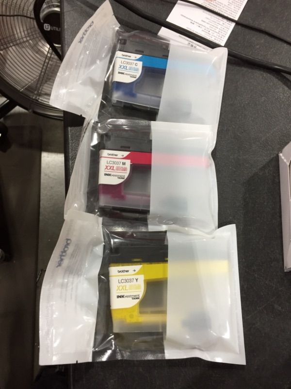 Photo 2 of Brother Genuine LC30373PKS, 3-Pack Super High-Yield Color INKvestment Tank Ink Cartridges, Includes 1 Cartridge Each of Cyan, Magenta and Yellow Ink, Page Yield Up to 1,500 Pages/Cartridge, LC3037
