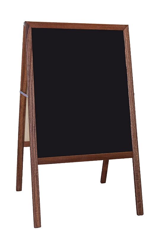 Photo 1 of Crestline Products Marquee Easel (2 Black Chalkboards), Stained Hardwood Sidewalk Easel - 42" H x 24" W
