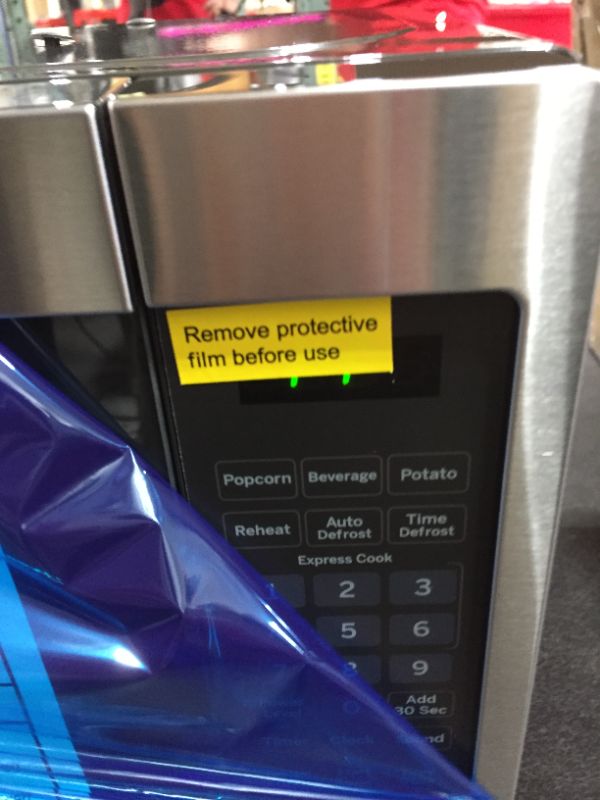 Photo 1 of GE JEM3072SHSS 0.7 Cu. Ft. Capacity Countertop Microwave Oven with Convenience Cooking Controls, Auto and Time Defrost, Instant On Controls, Control Lockout, Cooking Complete Reminder, in Stainless

