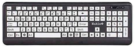 Photo 1 of Nuklz N Wireless Large Print Full Size Computer Keyboard | High Contrast Black & White Keys | Soft Buttons for Quiet Typing & Gaming | Ideal for Visually Impaired, Beginners and Seniors | Plug & Play
