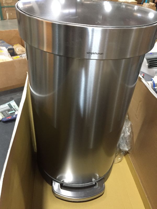 Photo 2 of 45-Liter Fingerprint-Proof Brushed Stainless Steel Semi-Round Step-On Trash Can