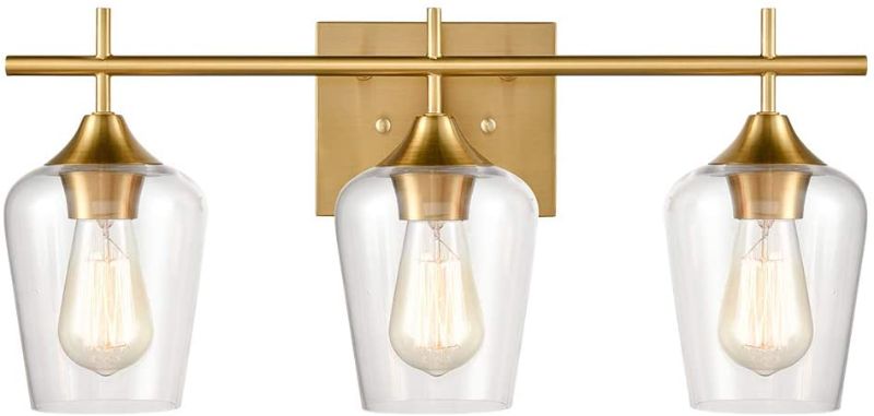 Photo 1 of CLAXY Industrial Bathroom Vanity Lights 3-Light Clear Glass Wall Sconces
