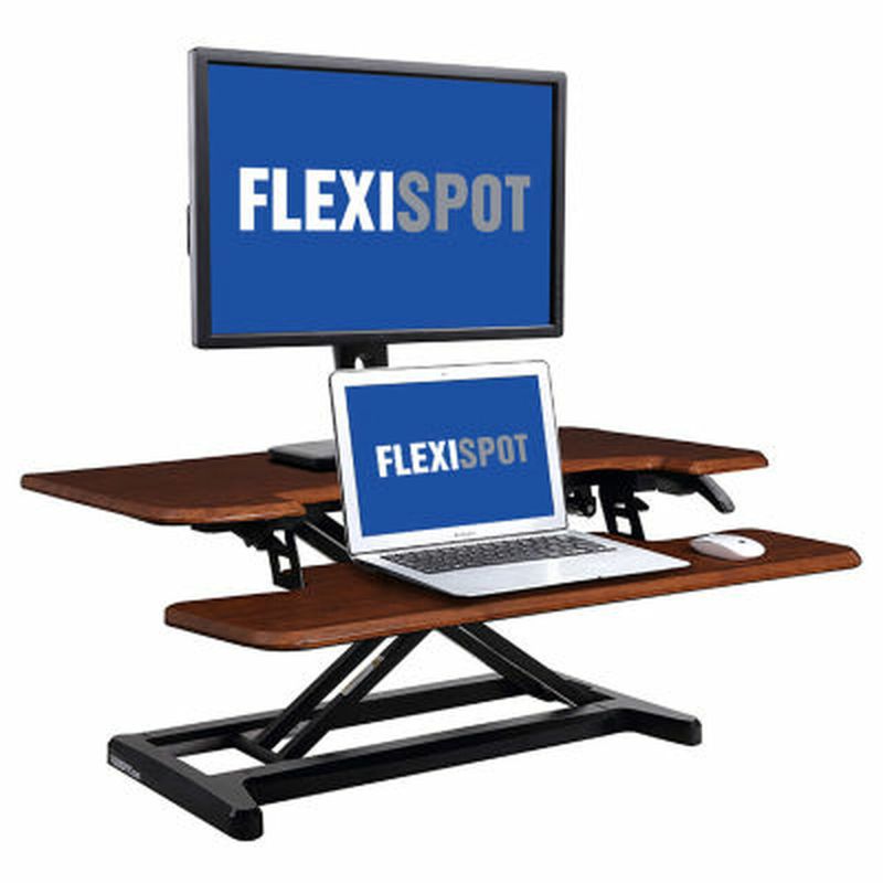 Photo 1 of FlexiSpot Height Adjustable Standing Desk 35 Inch Desktop Converter for Office Desk Laptop Monitor Workstations with Removable Keyboard Tray
