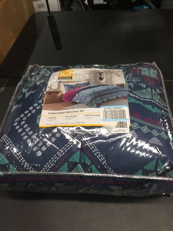 Photo 1 of Blair Full/Queen 3pc Reversible Comforter Mini Set Navy/Purple