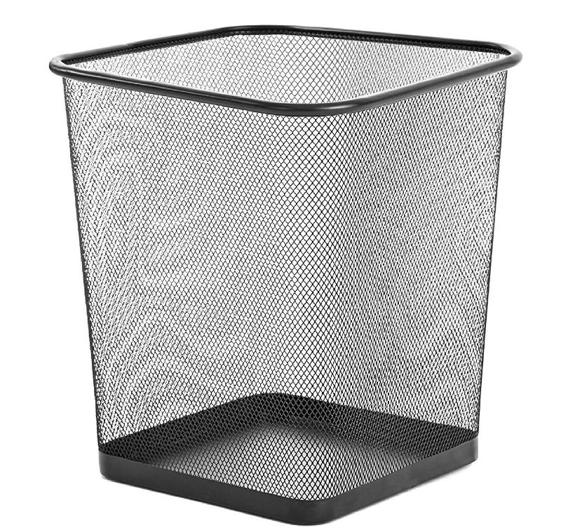 Photo 1 of Greenco Mesh Wastebasket Trash Can, Square, 6 Gallon, Black, 