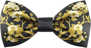 Photo 1 of Murong Jun Men's Floral Print Pre-Tied Bow Tie Handmade Silk Satin Bowtie