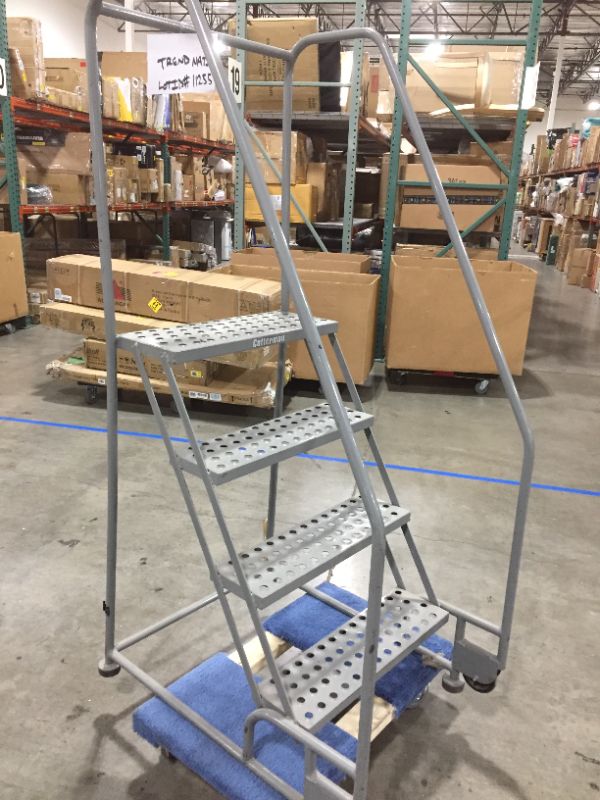 Photo 5 of Cotterman - 4TR18A1E10B8C1P6-4-Step Tilt and Roll Ladder, Expanded Metal Step Tread, 70 in Overall Height, 450 lb Load Capacity
