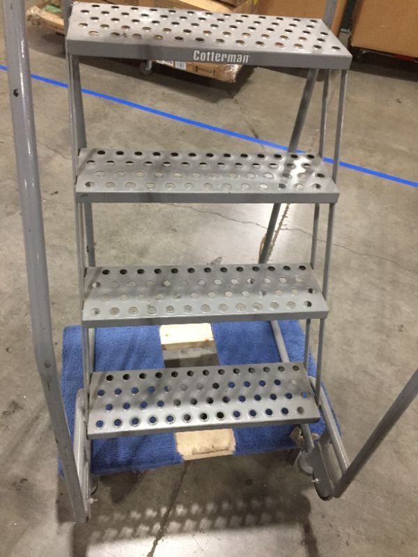 Photo 8 of Cotterman - 4TR18A1E10B8C1P6-4-Step Tilt and Roll Ladder, Expanded Metal Step Tread, 70 in Overall Height, 450 lb Load Capacity
