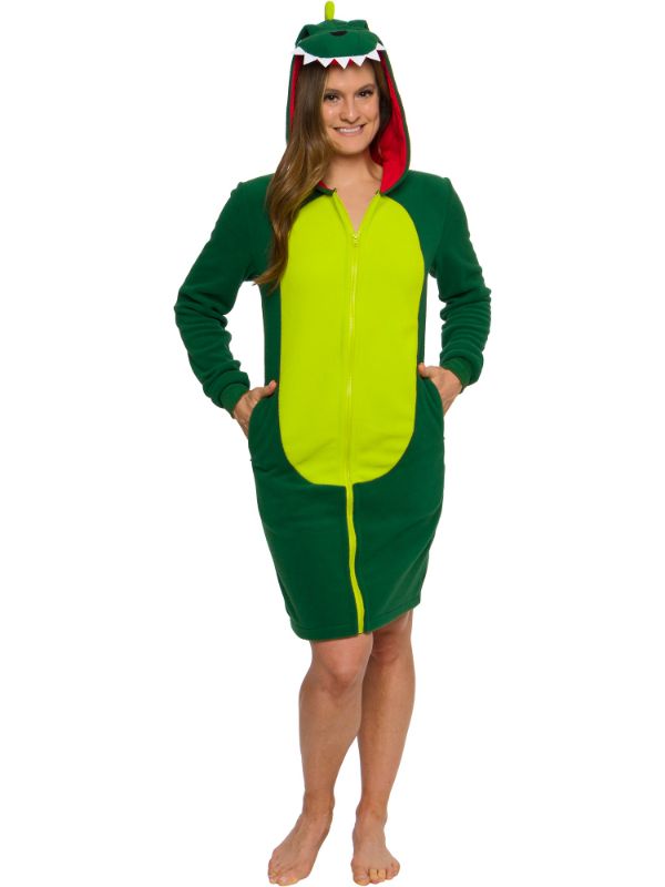 Photo 1 of 2 PACK Silver Lilly Women's Zip up Dinosaur Fleece T-Rex Animal Costume Dress
MEDIUM