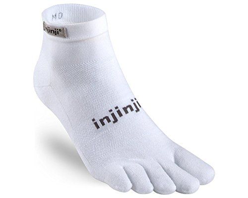 Photo 1 of Injinji 2.0 Men's Run Lightweight Mini Crew Toesocks, White, Small
