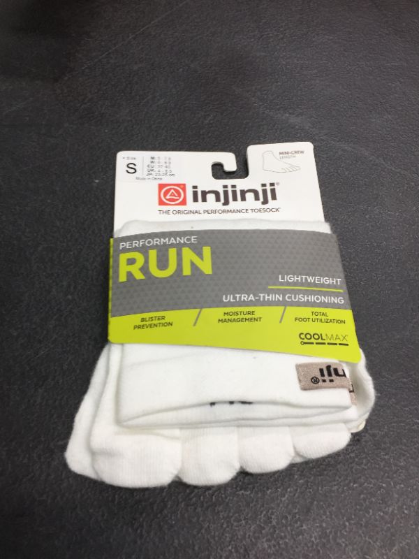 Photo 2 of Injinji 2.0 Men's Run Lightweight Mini Crew Toesocks, White, Small
