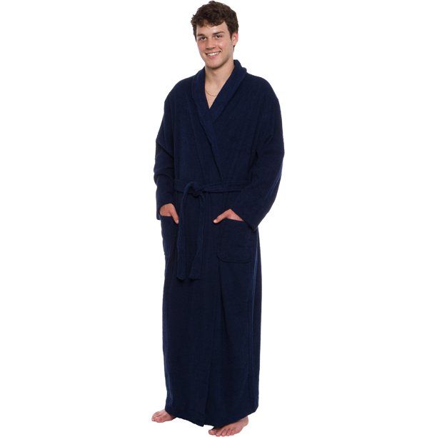 Photo 1 of 2pk Ross Michaels Mens Robe with Hood and one without hood  - Long Plush Luxury Bathrobe 
Navy Blue

