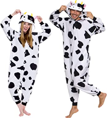 Photo 1 of 2pk Slim Fit Animal Pajamas - Adult One Piece Cosplay Cow & Bunny Costume by Silver Lilly
size- Medium 