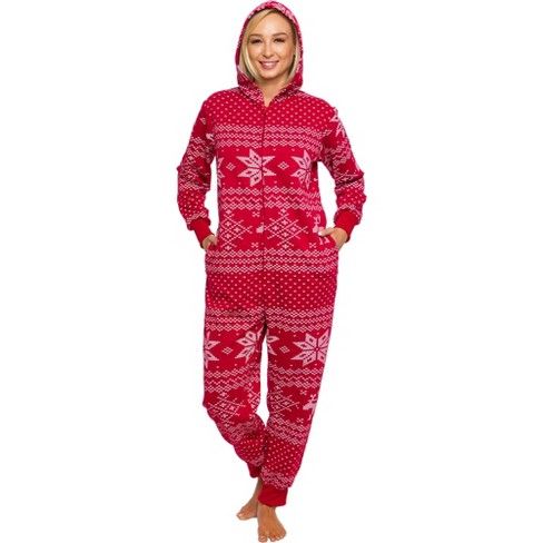 Photo 1 of Womens Fair Isle Christmas Pajamas with Hood - Red Warm
size- Small
