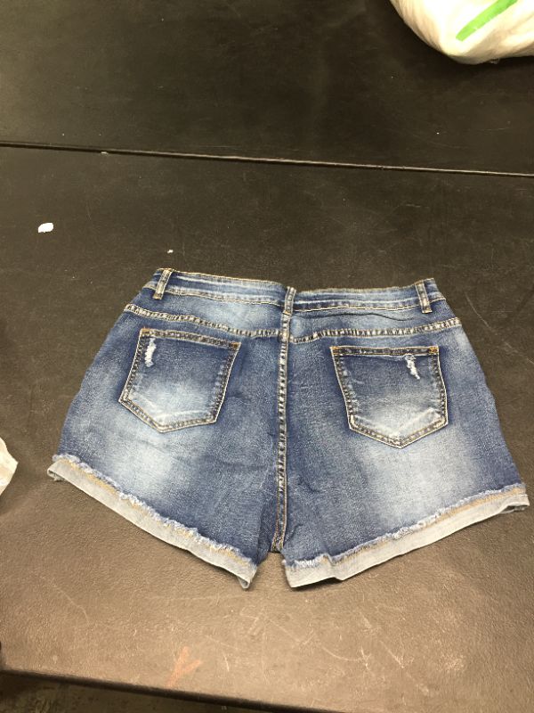 Photo 3 of Angerella Women's Super Sexy Stretch Folded Hem Mid Rise Ripped Denim Shorts XL