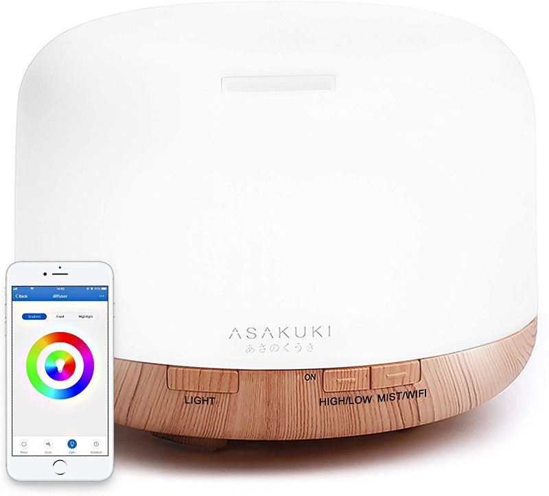 Photo 1 of ASAKUKI Wi-Fi Essential Oil Diffuser, Alexa Compatible App Control, 16.9 fl oz Aromatherapy Humidifier for Relaxing Bedroom and Baby Atmosphere, Better Sleep and Breathing
