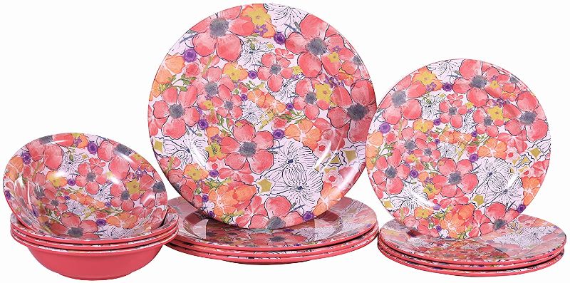 Photo 1 of Blue Boat 12-Piece Melamine Dinnerware Set, Thanks Giving Dinner Dishes Set,Original Design,100% Melamine Dinnerware, Break-resistant Dishwasher Safe,Plates and Bowls,Indoor and Outdoor Use,BPA Free
