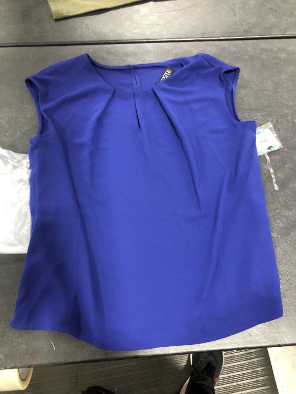 Photo 1 of KASPER REGAL BLUE SLEEVELESS BLOUSE--- SIZE LARGE