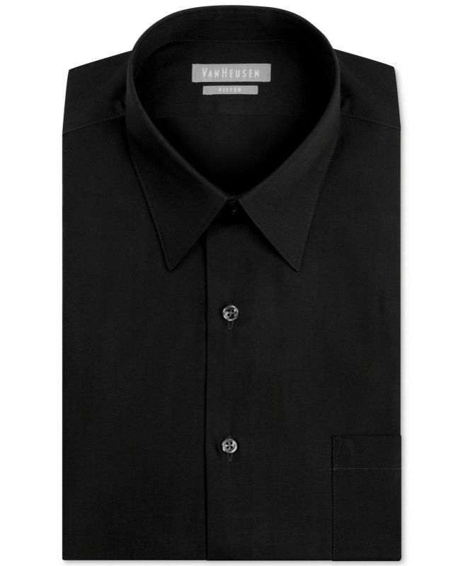 Photo 1 of  Van Heusen 18 36/37 Men's Fitted Black Long-Sleeve Wrinkle-Free Dress Shirt
