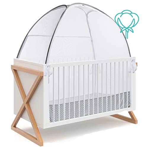 Photo 1 of Green Frog Baby Safety Pop up Crib Tent Infant - 100% Organic Cotton, See Through Mosquito Net and Nursery Canopy Netting Cover Keep Baby from Climbin
