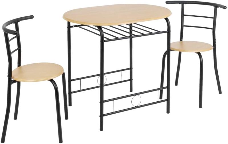 Photo 1 of Bonnlo 3 Piece Dining Table Set Breakfast Bistro Table with 2 Chairs Compact Size Small Kitchen Table Set for 2 (Natural)
