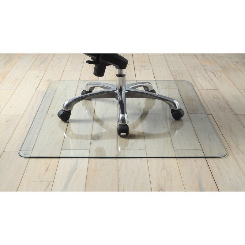 Photo 1 of Lorell Tempered Glass Chairmat - Floor, Pile Carpet, Hardwood Floor, Marble - 36" Length X 46" Width X 0.25" Thickness
