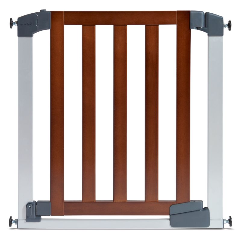Photo 1 of Munchkin Auto Close Modern Baby Gate, Dark Wood/Silver Metal
