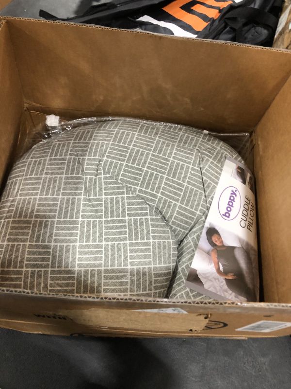 Photo 2 of Boppy Cuddle Pillow, Gray Basket Weave, Pregnancy Body Pillow with Removable Cover
