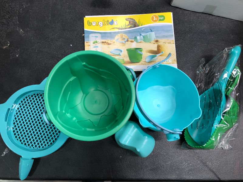 Photo 2 of burgkidz Sand Toys Set for Kids, Toddlers Beach Toys Dinosaur Theme Series, Includes Sand Bucket Shovels Watering Can and Sand Sieve Toys for Beach