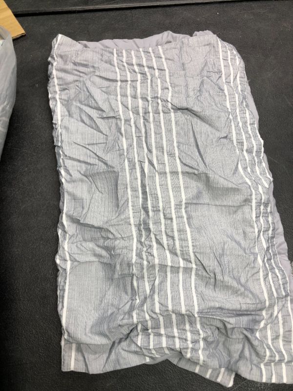 Photo 2 of Bedsure Queen Size Bed in A Bag - Queen Bedding Comforter Set 8 Piece Stripes Seersucker Bed Set, Soft Lightweight Down Alternative Comforter Queen (Grey, Full 88x88 inch)