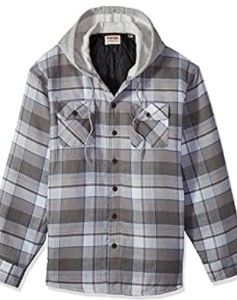 Photo 1 of Wrangler Authentics Men's Long Sleeve Quilted Lined Flannel Shirt Jacket with Hood
XL