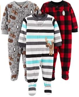 Photo 1 of Simple Joys by Carter's Baby and Toddler Boys' 3-Pack Loose Fit Fleece Footed Pajamas
12m
