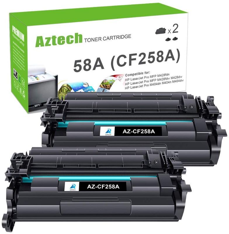 Photo 1 of Aztech Compatible Toner Cartridge Replacement for HP 58A CF258A 58X CF258X for HP Laserjet Pro M404dn M404n M404dw MFP M428fdw M428dw M428fdn Toner Printer M404 M428 (Black 2-Pack)
