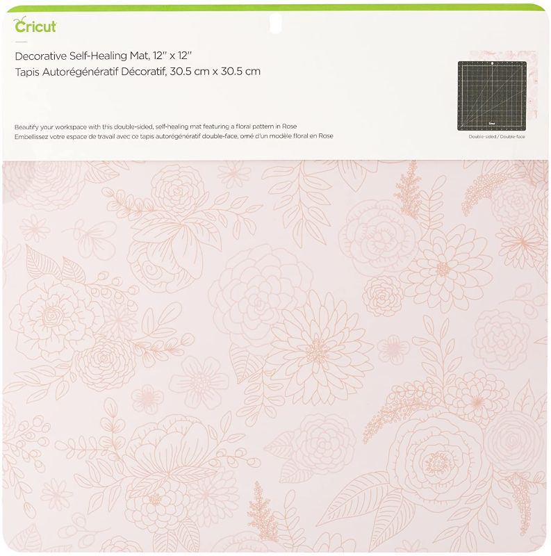 Photo 1 of Cricut 2005435 Self Healing Cutting Mat - Mat for use with TrueControl Knife, Rotary Cutter, Craft Knife, Xacto Knife - 12" x 12" [Rose]
