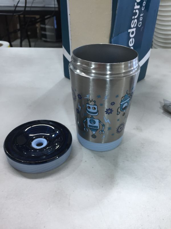 Photo 1 of Contigo - 2075533 Contigo Spill-Proof Kids THERMALOCK Stainless Steel Tumbler with Straw, 12 oz., Nautical with Robots
