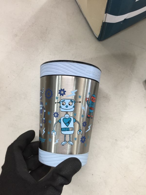 Photo 1 of Contigo - 2075533 Contigo Spill-Proof Kids THERMALOCK Stainless Steel Tumbler with Straw, 12 oz., Nautical with Robots
