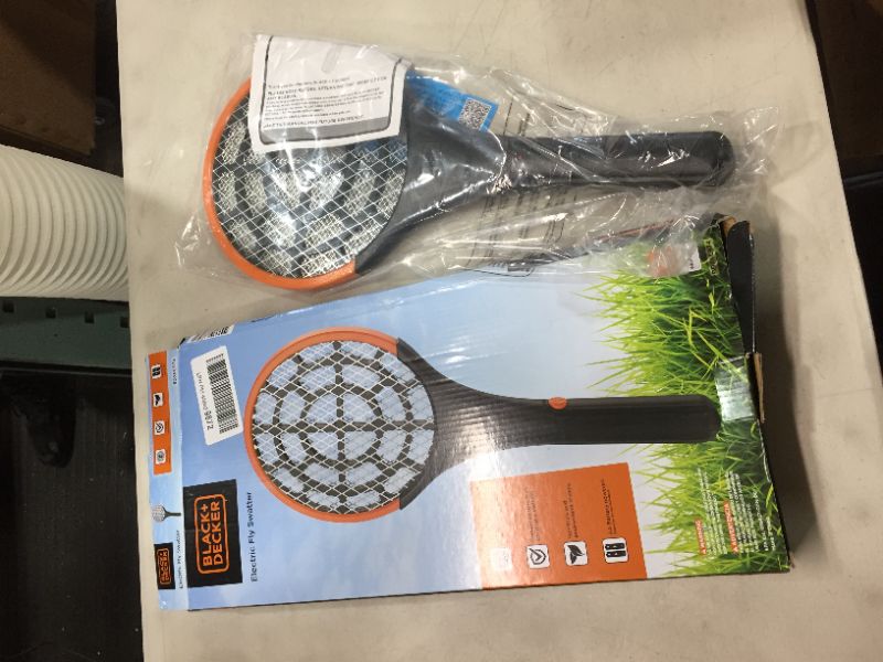 Photo 2 of Black + Decker Electric Fly Swatter | Large Handheld Indoor & Outdoor Mosquito & Bug Zapper with Battery-Powered Mesh Grid & Heavy-Duty Tennis Racket Design | Non-Toxic, Safe for Humans & Pets
