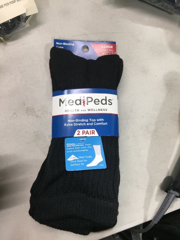 Photo 1 of MediPeds mens Peds Diabetic Crew Socks With Coolmax and Non-binding Funnel Top 2 Pairs