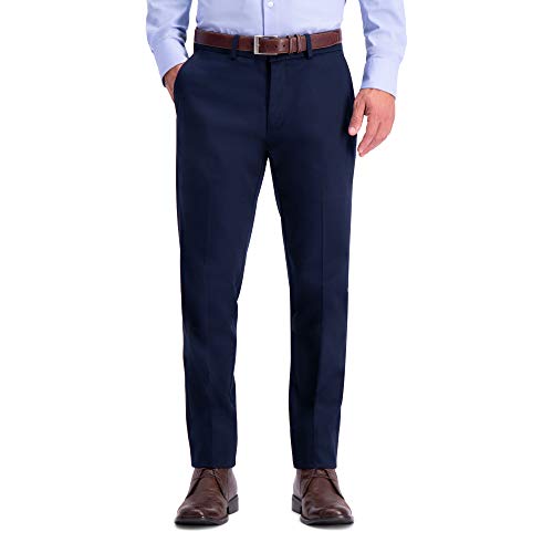 Photo 1 of Haggar Men's Premium No Iron Khaki Slim Fit Flat Front Casual Pant, Dark Navy, 32Wx30L