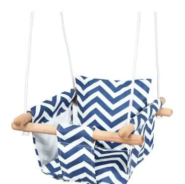 Photo 1 of Indoor Outdoor Baby Canvas Hanging Swing-Blue - 16" x 16" x 59"-75" (L x W x H)