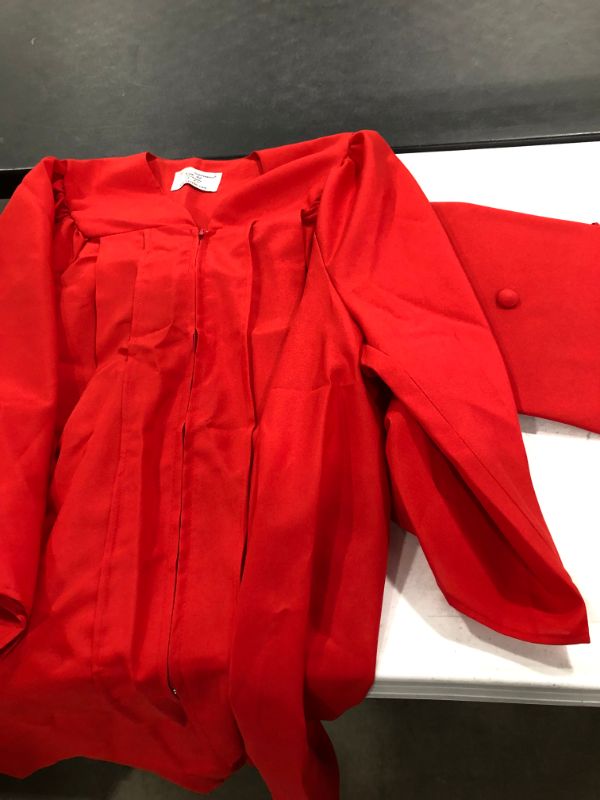 Photo 2 of Red graduation cap and gown (size 42")