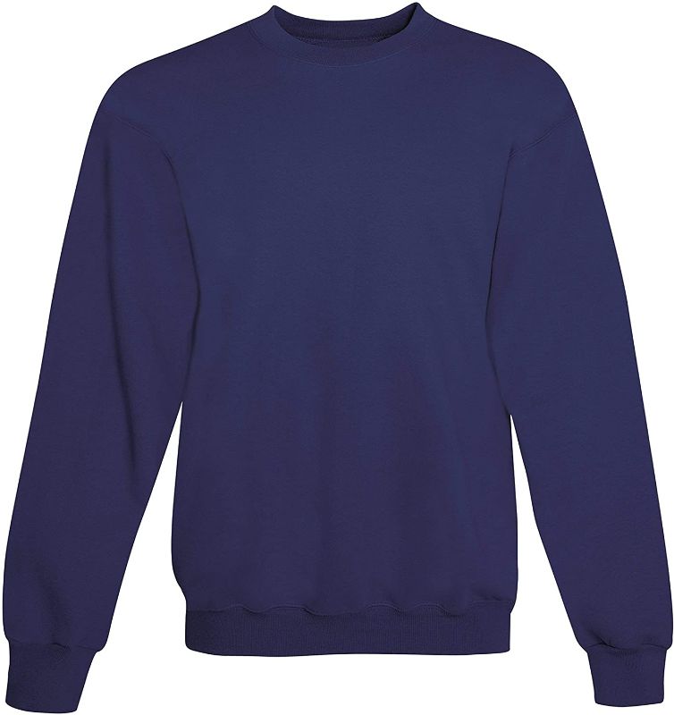 Photo 1 of Hanes kids ComfortBlend Crewneck Rib-Knit Fleece Sweatshirt, Navy, X-Large