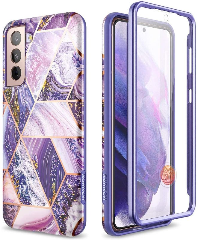 Photo 1 of SURITCH for Samsung Galaxy S21 Plus Case, [Built-in Screen Protector] Full Body Protection Shockproof Rugged Bumper Slim Soft Silicone Protective Cover for Galaxy S21 Plus 6.7 Inch (Lavender)