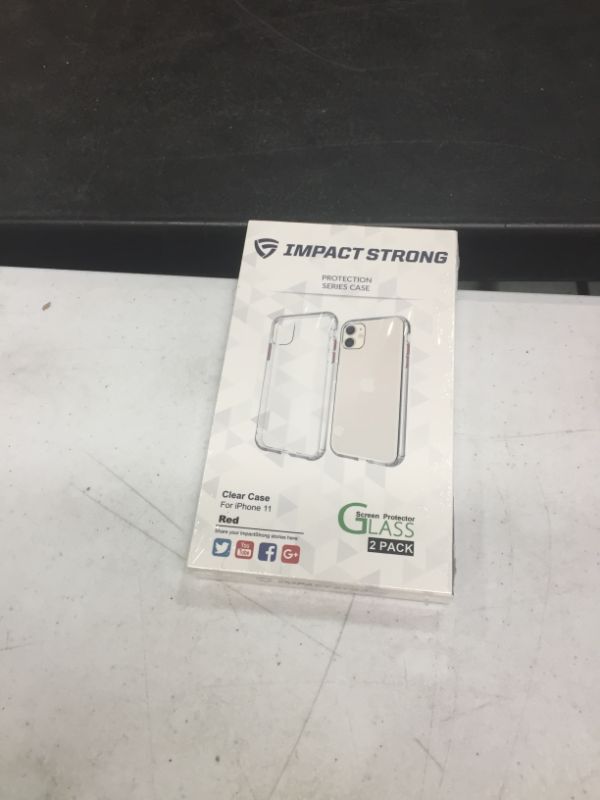 Photo 2 of ImpactStrong Compatible with iPhone 11 Clear Case, Clear Guard Shock Absorbing Scratch-Resistant Hybrid Clear TPU Cover Designed for iPhone 11 (2X Glass Screen Protector Included) - Clear Buttons