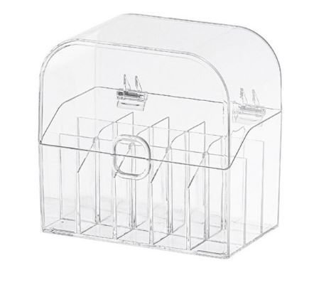 Photo 1 of KABOER Transparent 15 Grids Lipstick Storage Box with Lid Desktop Makeup Organizer Case Nail Polish Storage Organizer