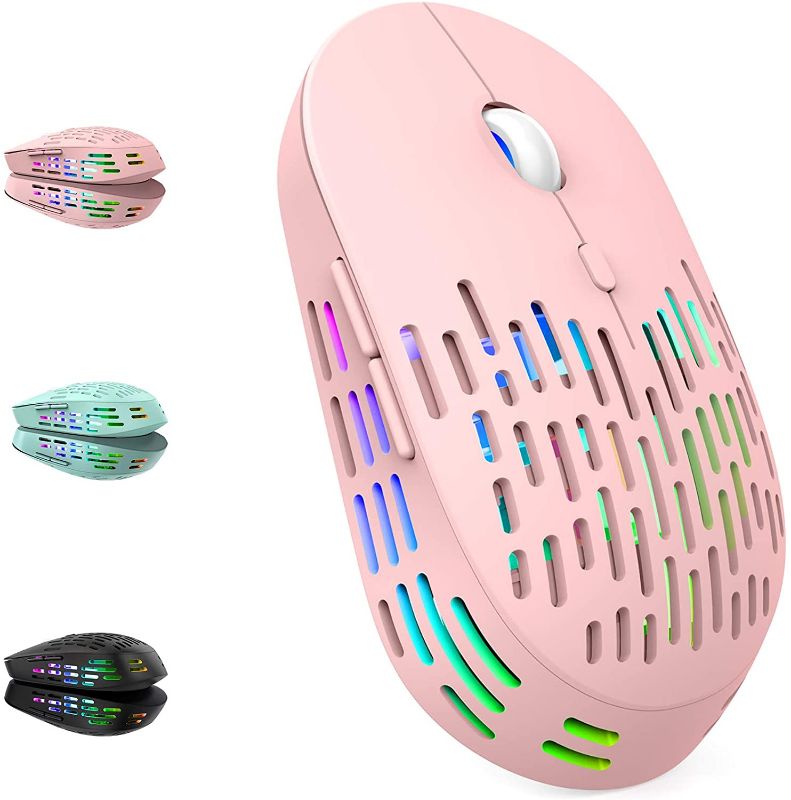 Photo 1 of Wireless Bluetooth Mouse for Laptop DELL HP Mac MacBook iPad pro iPad Air Windows Chromebook (Pink LED Mouse)