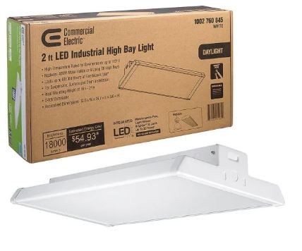 Photo 1 of 2 ft. 400-Watt Equivalent Integrated LED Dimmable White High Bay Light High Output 18,000 Lumens 5000K Daylight