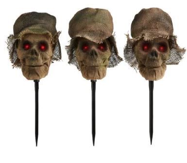 Photo 1 of 18 in. Animated LED Scarecrow Halloween Pathway Markers (3-Pack)