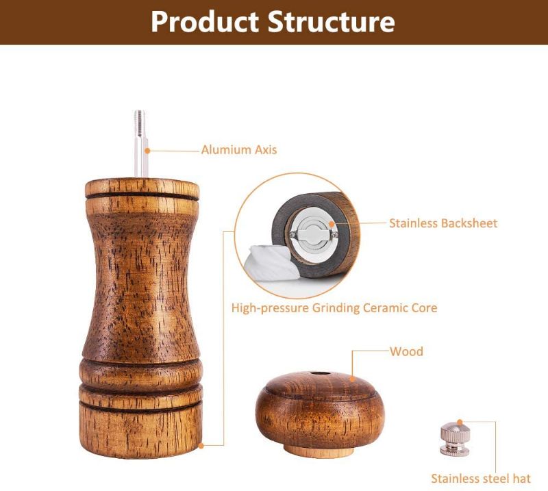 Photo 1 of BIRICHAN Wooden Pepper Mill Coarse Gridning Mechanism 